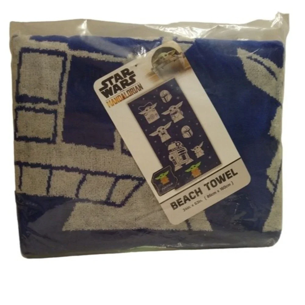 Mandalorian Beach Towel Blue Star Wars Licensed 100% Cotton Bath Pool